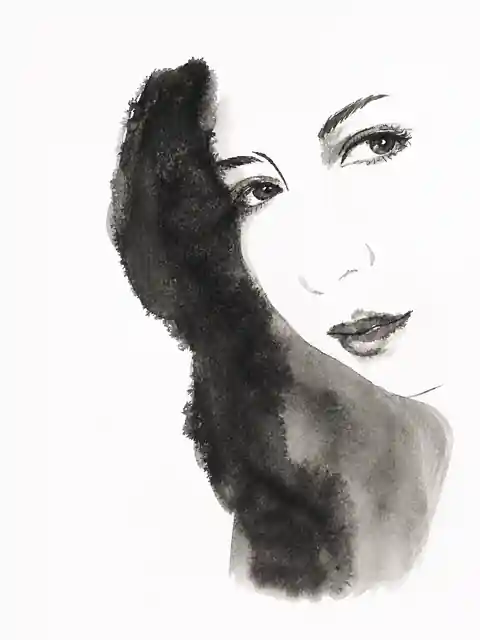 Hand-made portrait built through a dominant dark mass and untouched paper.